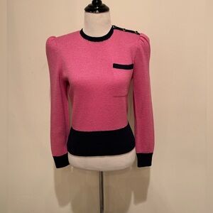 Retro St. John Pink and Navy Sweater